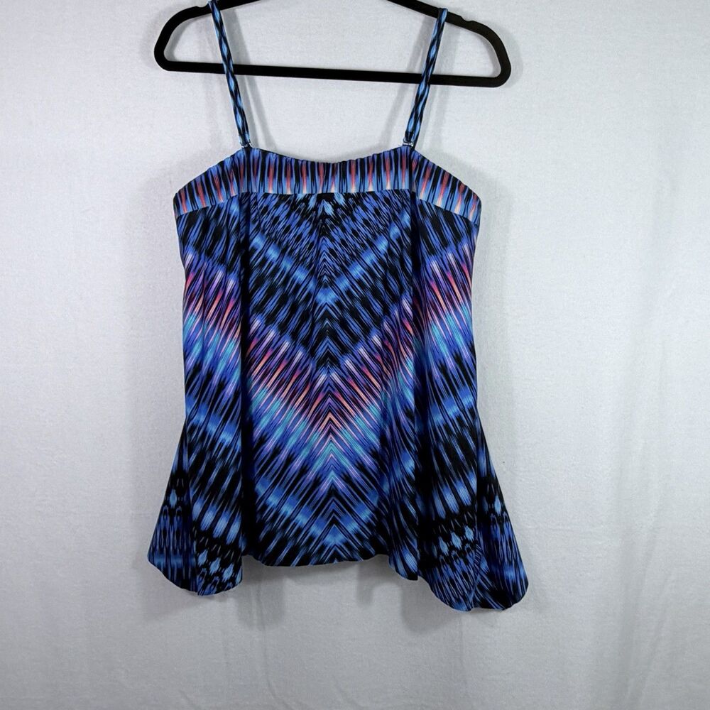 Miraclesuit  Marrakech Bandini Detachable Straps Tankini Swimsuit Top Size 14